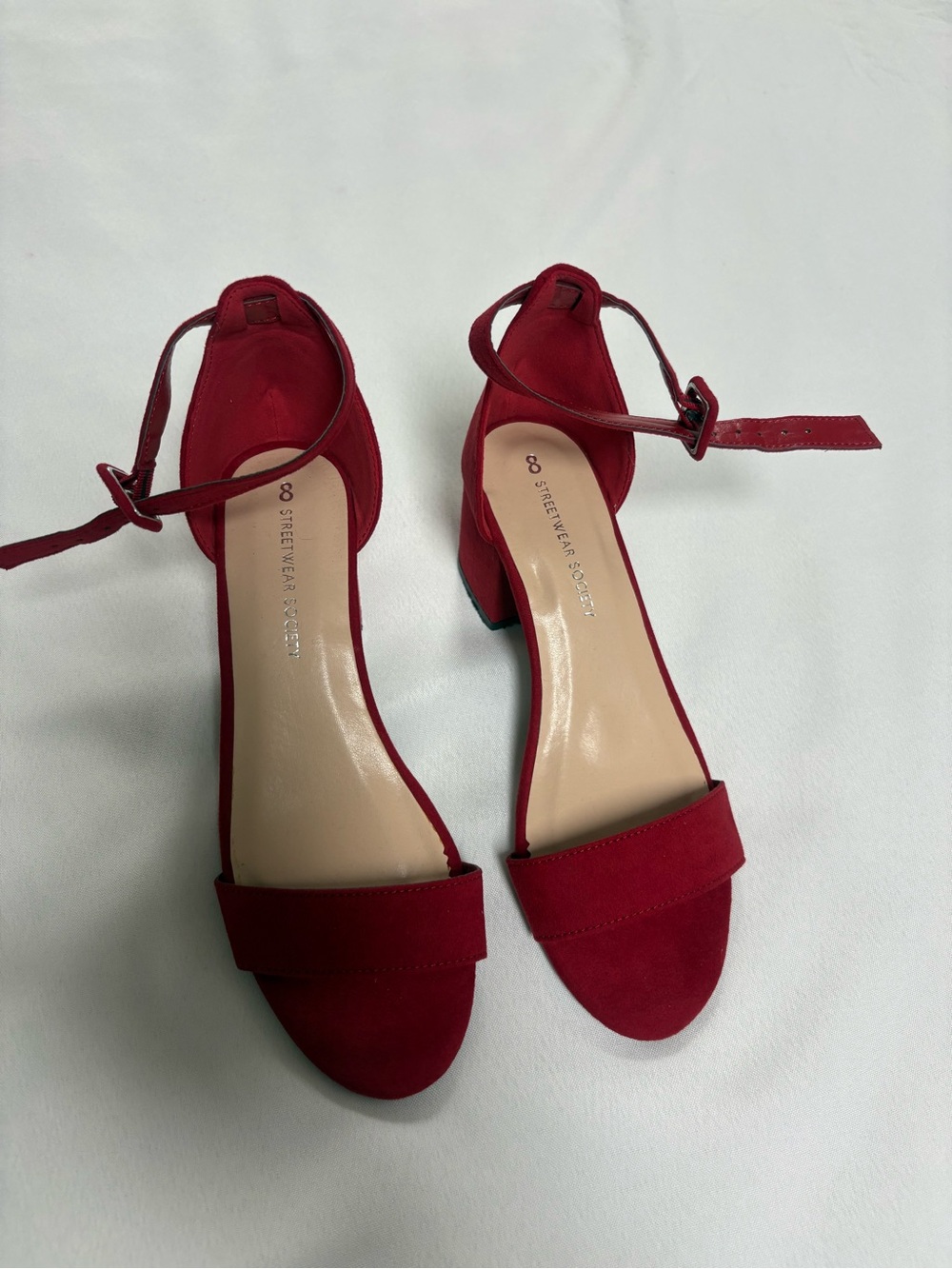 Streetwear Society Crimson Ankle-Strap Block Heels